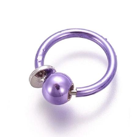 1 Lila Clip On Ringar med avtagbara kulor 13 mm Ø Purple