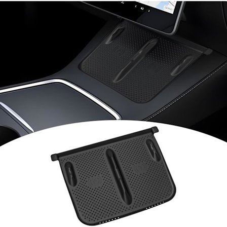 Oppgraderingssilikonmatte for Tesla Model Y Model 3 midtkonsoll, trådløs ladepute for telefon, interiørtilbehør (svart)
