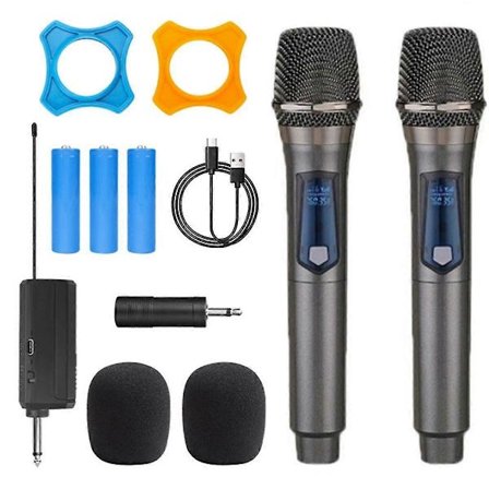 Trådlös Mikrofon 2 Kanaler Uhf Professionell Handhållen Mic Micphone För Fest Karaoke Professionell Kyrka Show (1 Till 2)