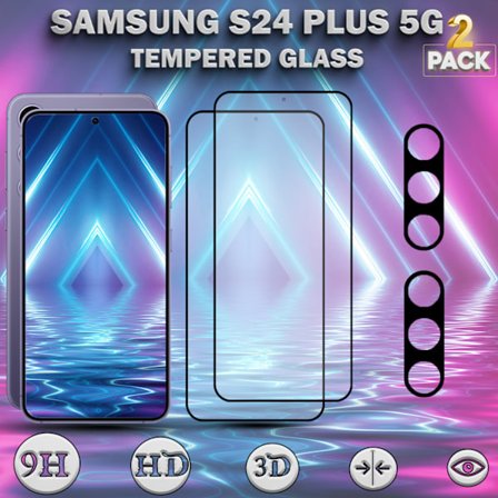 2-Pack SAMSUNG S24 PLUS 5G Skärmskydd & 2-Pack linsskydd - Härdat Glas 9H - Super kvalitet 3D