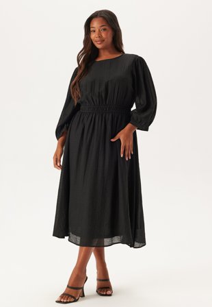 Happy Holly-Balloon Sleeve Structured Midi Dress-44/46