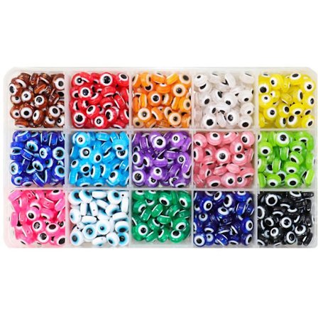 450 stk. juleøyneperler, onde øyne, håndlagde perler i harpiks, runde onde øyne, mellomperler til DIY