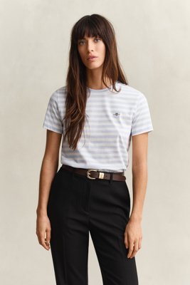 GANT - Striped Shield T-skjorte til dame light blue