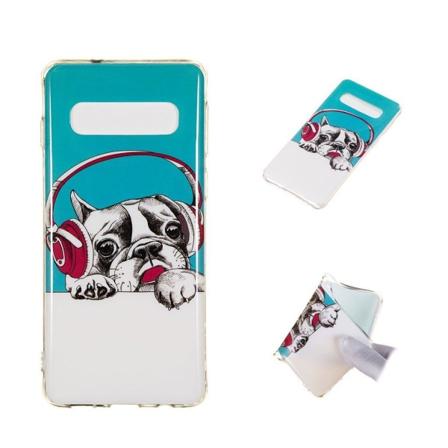 Samsung Galaxy S10 gløde mønster etui - Hund Hører Musik Multicolor