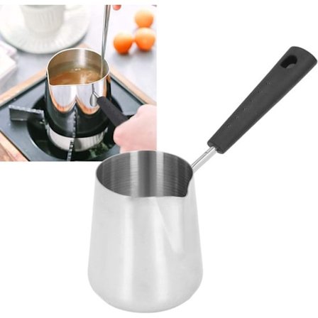 ING Smör kastrull kaffebryggare, turkisk kaffebryggare, induktionshäll, kaffevärmare, 350 ml mini rostfritt stål smörvärmare, rostfritt stål