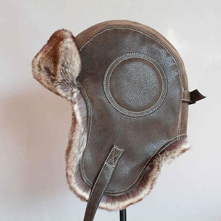 Vinter Ushanka Lue Menn Kvinner Pilot Aviator Bomber Trapper Lue Faux Fur Lær Snø Lue Med Øreklaffer {DB} Xl 60-62 cm