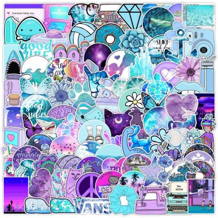 Galaxy Sticker Piger, 100 stykker Lilla VSCO Tumblr Æstetiske Stickers Vandafvisende