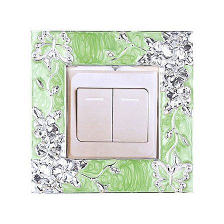 Enkel lysbryter Deksel Sokkel Surround Frame GRØNN&SØLV