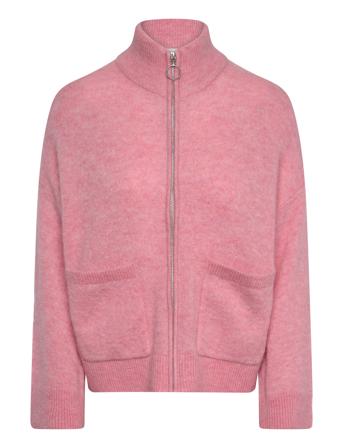 Slfsia Ras Ls Knit Zipper Cardigan Noos Pink Selected Femme
