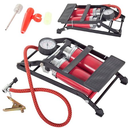 Tvåcylindrig Fotpump med Manometer / Pump - 100 psi