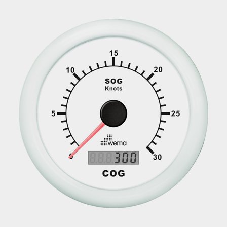 GPS-logg 0-30 knop vit 85 mm, kompl. m antenn