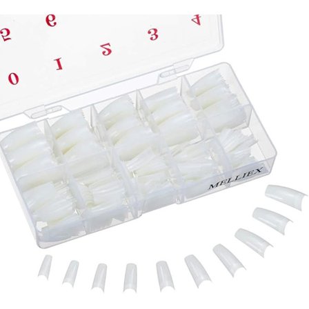 500 stk. naturlige falske negle 10 størrelser ovale falske negle fransk akryl stil kunstige falske neglespidser med æske til kvinder piger