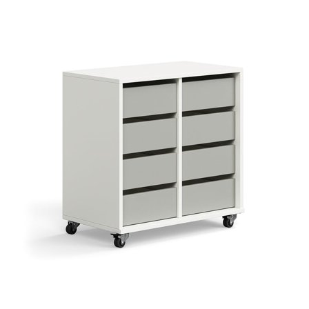 Student storage CASPER, 8 drawers, white, grey
