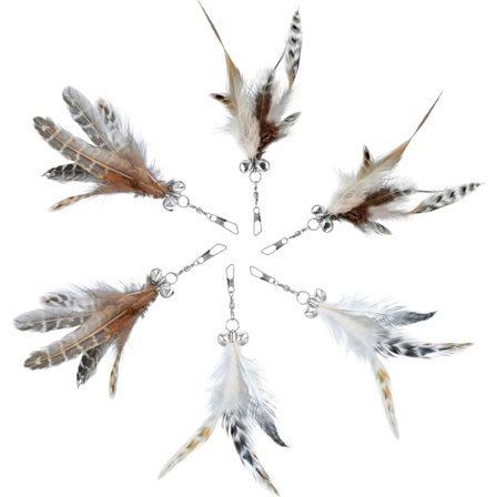 Leke fjær katt med bjeller, fjær, leke, spinnende feste for katter innendørs, kitten reserve fjær refills med bjeller fjær, katt