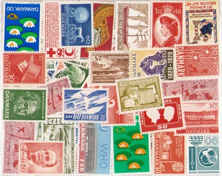 Danmark - Dubletpakke med postfriske stålstik-mærker