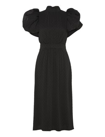Puff Sleeve Midi Dress Polvipituinen Mekko Black ROTATE Birger Christensen