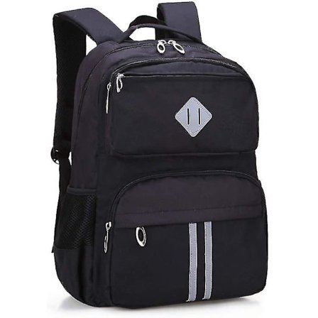 School Bags For Boys Girls, Reflective Design Multi Pocket Teen School Backpack, Waterproof Leisure Backpack, Black