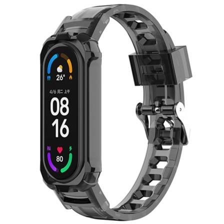 Rem For Xiaomi Band 7 6 3 4 5 NFC Transparent Klokkereim Silikonarmbånd Transparent black For Xiaomi 567