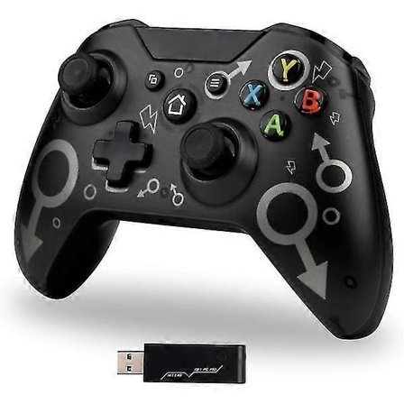 Trådløs Controller til Xbox One, Xbox Controller med 2.4GHz Trådløs Adapter, Xbox One X/Xbox One S/PS3 og PC (Sort)