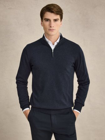 Blauer Half-Zip-Pullover Regular Fit