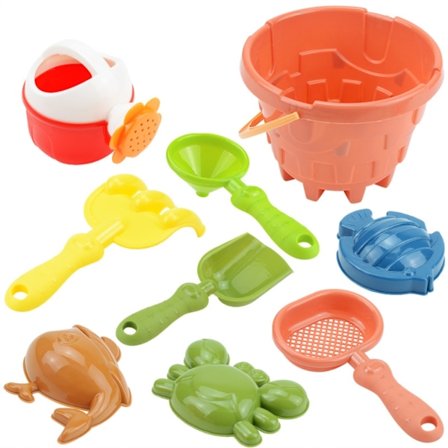 9 deler strandleker sandlekesett for barn sandformer spade strandbøtte sommer utendørs reisesandleker for strand