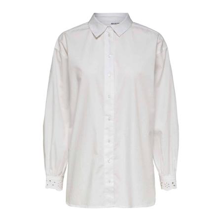 Selected Femme long shirt white Hvid, Dame Skjorter