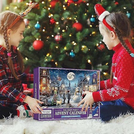 Adventskalender Puslespill - Julefamilie Høytids Puslespill 1008 Brikker Puslespill, 24 Esker Puslespill