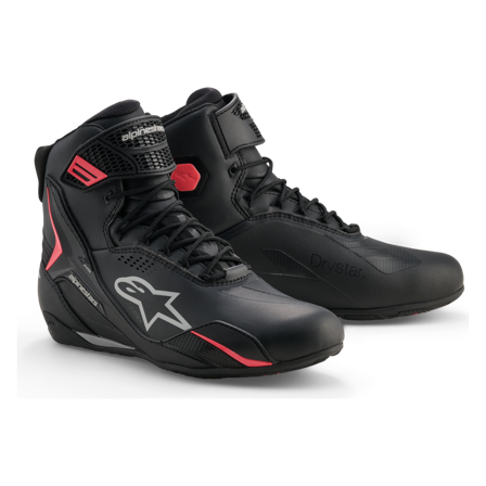 Chaussures Moto Alpinestars Stella Faster-4 Drystar Femme Noir/Gris/Corail Fluo 39
