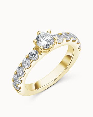 Side-stone Ring Freya 18K Yellow Gold Natural Diamond 0.30 Carat - Engagement Rings & Wedding Rings from Vanbruun