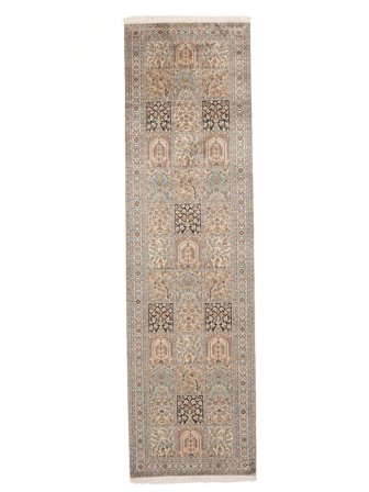 Kashmir Pure Silke Tæppe 85X299Løber Brun Silke, Indien