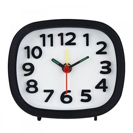 3,85 tommers enkel mote vekkerklokke dempet hjem student vekkerklokke tegneserie vekkerklokke barn nattbord vekkerklokke (svart)