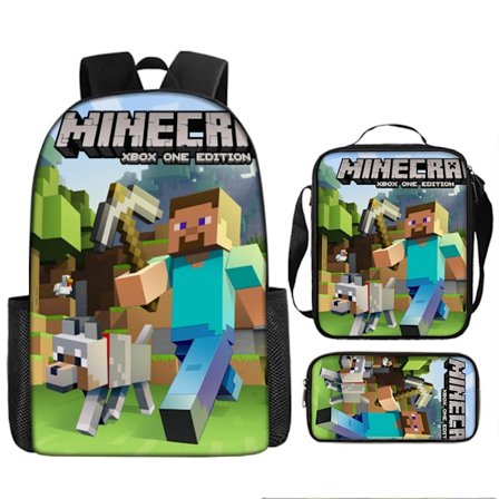 MINECRAFT Oppilaiden koulukassit My World -pelin reppukokoelma kolmen osan sarja