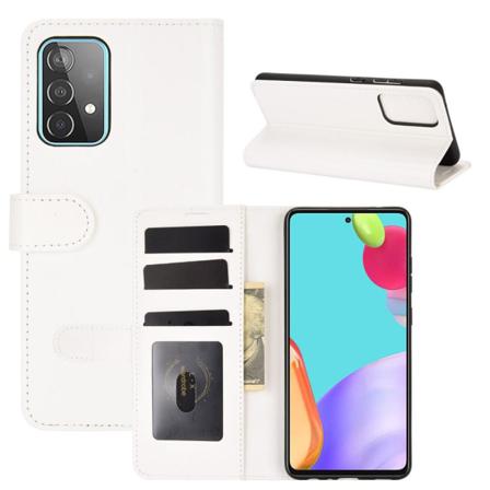 Samsung Galaxy A52 / A52s - Klassiskt Läder Fodral - Vit White Vit