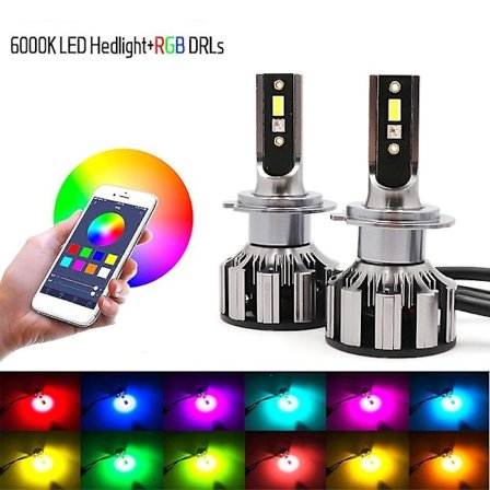 -h7 Led Rgb Forlygte App Bluetooth-kompatibel Kontrol Multi Farver Led Pærer H1 H4 H8 H9 H11 9005 9006-Perfekt