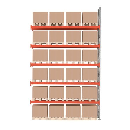 Palettenregal ULTIMATE, Anbaumodul, 6000 x 3600 x 1100 mm, 24 Paletten à 500 kg