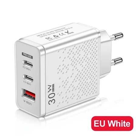30W Snabbladdare USB C Laddare PD Adapter Snabbladdning 3.0 kompatibel iPhone Samsung Xiaomi Rese Mobiltelefon USB Typ C Väggladdare