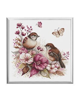 Stickpackung Bild Frühlingsvögel