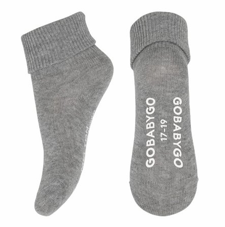 GoBabyGo Skridsikre Strømper Økologisk Bomuld Grey Melange Str. 17/19, Børn & Forældre, Børnetøj, Babysokker