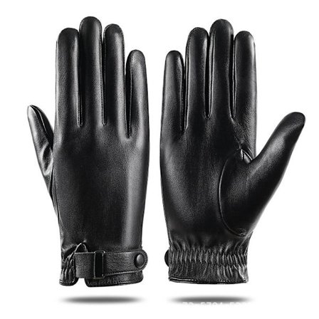 PU-hansker i skinn, varme og sensitive berøringsskjermhansker, svart