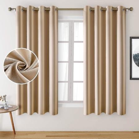 2 paneelia Camel Beige keinokuitusiilkuiset verhot Champagne Gold tummennusverhot makuuhuoneeseen 52 X 63 tuumaa huoneen tummentavat satiiniverhot
