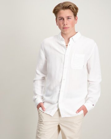 Tommy Hilfiger LINEN BLEND RELAXED SHIRT LS Weiß Hemden Jungen - Kids Brand Store