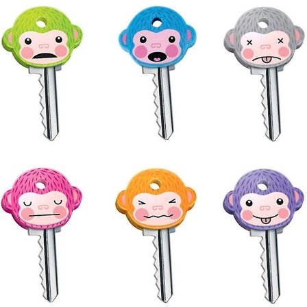 12 stk Farverige Top Nøglebetræk, Fleksible Abe Nøglebetræk Nøglebetræk Til Nem Identifikation Af Dørnøgle