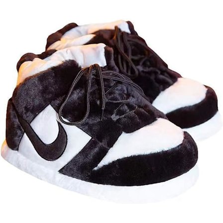 Sjove Sportsko-Tøfler, Ultra-Komfortable og Hyggelige Hjemmesko, Indendørs Sportsko, Plys Indendørs Unisex Tøfler - Sort og Hvid