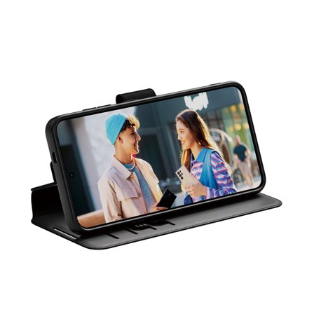 PanzerGlass CARE Galaxy S25 Feature Lommebokdeksel (sort) Vegansk lær, 4 kortlommer, stativfunksjon