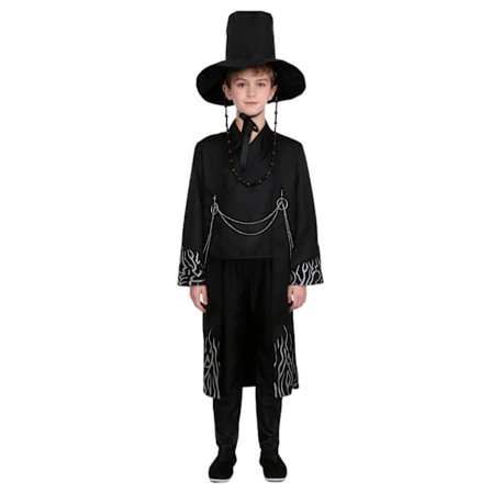 Kpop-demoninmetsästäjä Cosplay-asu pojille, Kpop Hunters -roisto Saja Jinun asu viitalla, demoni, Saja, halloween 1 1