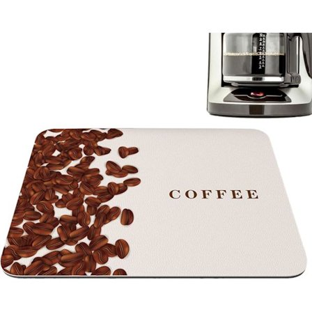Kaffematta - Kaffebartillbehör, absorberande och fläckbeständig torkmatta passar under kaffebryggare, kaffekannabricka, espressomaskin