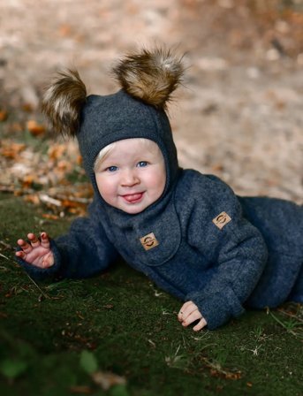 mikk-line Wool Baby Suit - Grey - 104