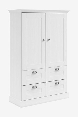 Loft24 - Motala Garderobeskab med 2 døre og 2 skuffer - Hvid - Garderobeskab - Fra Homeroom