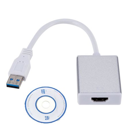 Usb-Hdmi-sovitin, Usb 3.0 / 2.0 - Hdmi 1080p Full Hd -video- ja ääniadapteri usean näytön muuntamiseen (hopea)