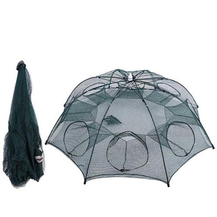 8 hål utomhus hållbar bärbar hopfällbar bete fälla kräftor räkor krabba fiske dopp bur nät